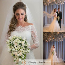 Elegant Lace Wedding Dress Supplier Sheer Lace Appliqued Bridal Gown Custom Made